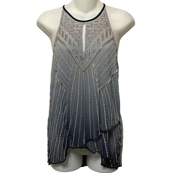 PARKER Sequined Beaded Halter Blouse M - Picture 1 of 8